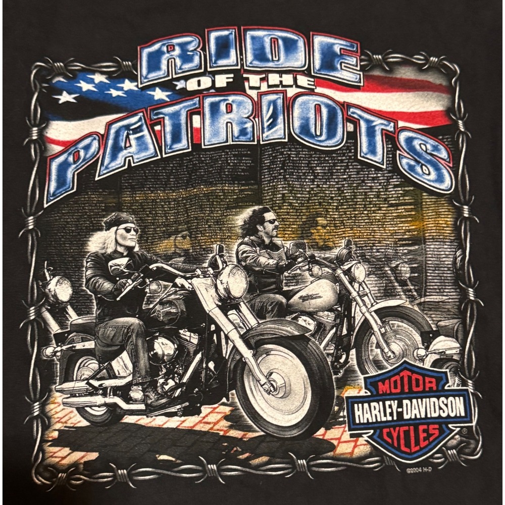 Harley-Davidson Ride of the Patriots Fairfax VA Graphic T-Shirt Black 2004 Small